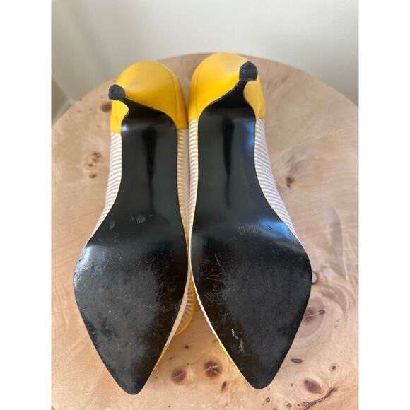 Sacha London Yellow Bow Heels Pointed Toe Size 7.5B - Picture 7 of 9